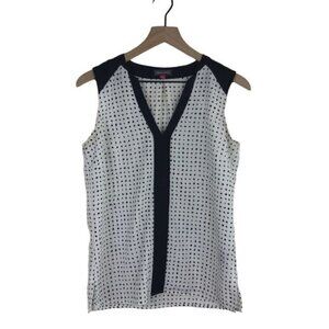 Vince Camuto White Black Polka Dot Sleeveless Blouse S